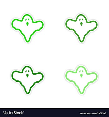 Assembly realistic sticker design on paper ghost vector image