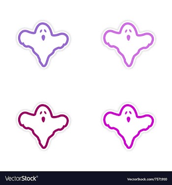 Assembly realistic sticker design on paper ghost vector image
