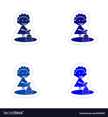 Assembly realistic sticker design on paper girl vector image