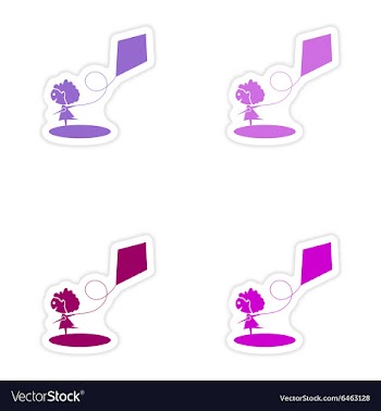 Assembly realistic sticker design on paper Girl vector image