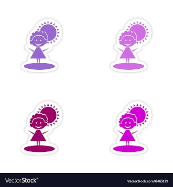 Assembly realistic sticker design on paper girl vector image