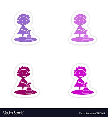 Assembly realistic sticker design on paper girl vector image