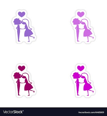 Assembly realistic sticker design on paper Girl vector image