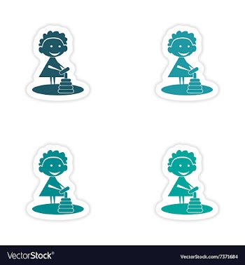Assembly realistic sticker design on paper girl vector image