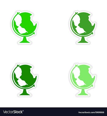 Assembly realistic sticker design on paper globe vector image