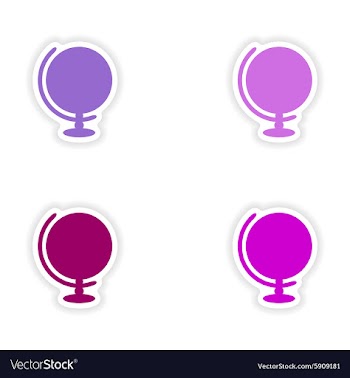 Assembly realistic sticker design on paper globe vector image