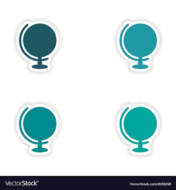 Assembly realistic sticker design on paper globe vector image