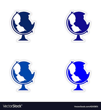 Assembly realistic sticker design on paper globe vector image