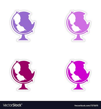 Assembly realistic sticker design on paper globe vector image