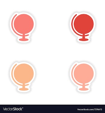 Assembly realistic sticker design on paper globe vector image
