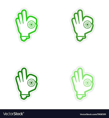 Assembly realistic sticker design on paper Hand vector image