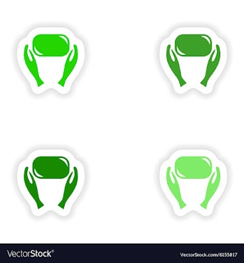 Assembly realistic sticker design on paper hand vector image