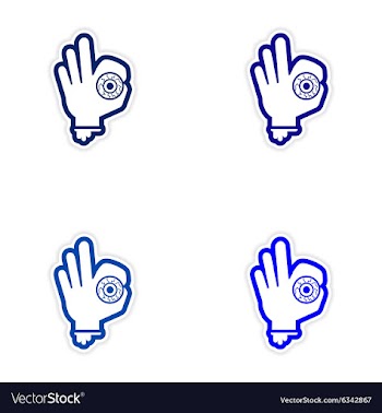 Assembly realistic sticker design on paper Hand vector image