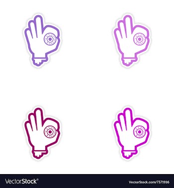 Assembly realistic sticker design on paper Hand vector image