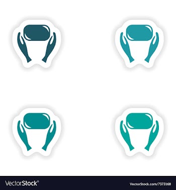 Assembly realistic sticker design on paper hand vector image