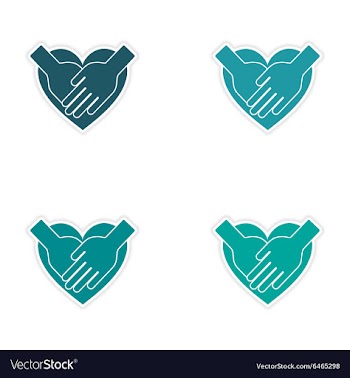 Assembly realistic sticker design on paper hands vector image