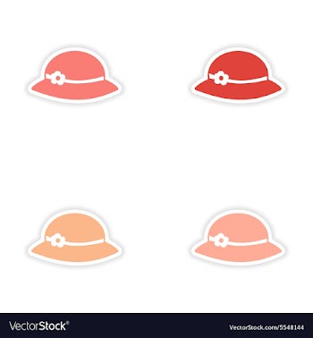 Assembly realistic sticker design on paper hats vector image