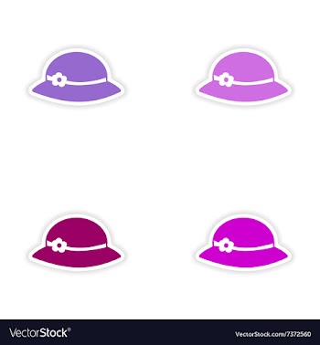 Assembly realistic sticker design on paper hats vector image