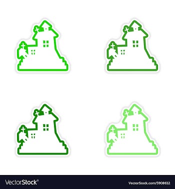 Assembly realistic sticker design on paper haunted vector image