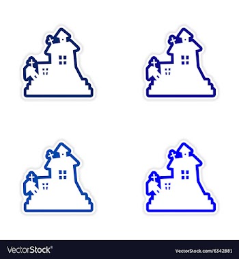 Assembly realistic sticker design on paper haunted vector image