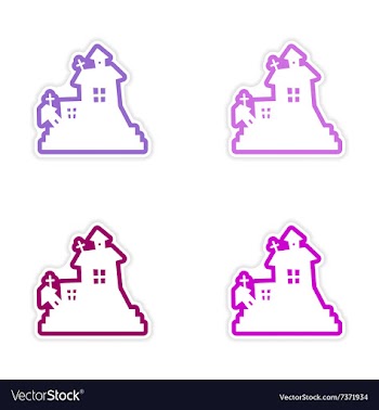 Assembly realistic sticker design on paper haunted vector image