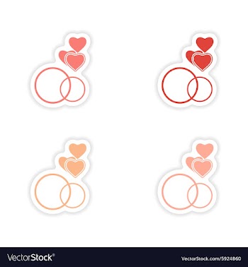 Assembly realistic sticker design on paper hearts vector image