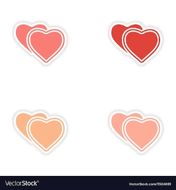 Assembly realistic sticker design on paper hearts vector image