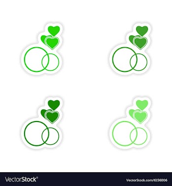 Assembly realistic sticker design on paper hearts vector image