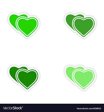 Assembly realistic sticker design on paper hearts vector image