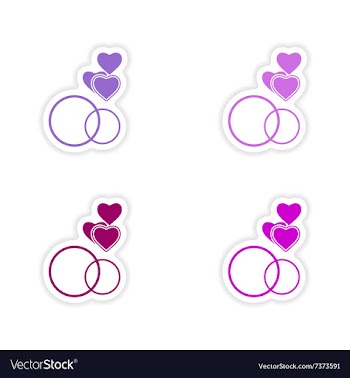 Assembly realistic sticker design on paper hearts vector image