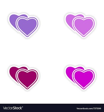 Assembly realistic sticker design on paper hearts vector image