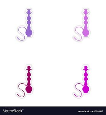 Assembly realistic sticker design on paper hookah vector image