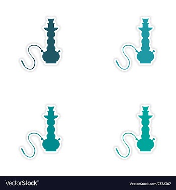 Assembly realistic sticker design on paper hookah vector image