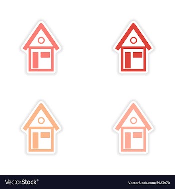 Assembly realistic sticker design on paper houses vector image