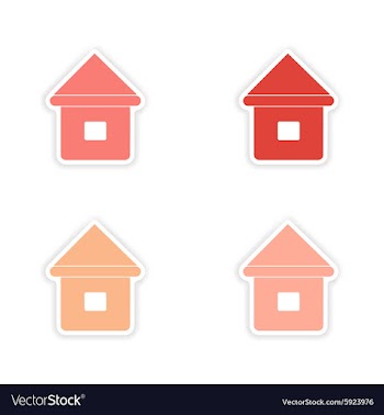 Assembly realistic sticker design on paper houses vector image