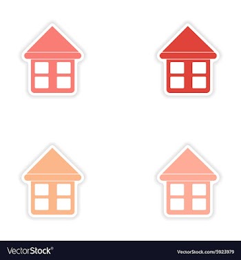 Assembly realistic sticker design on paper houses vector image