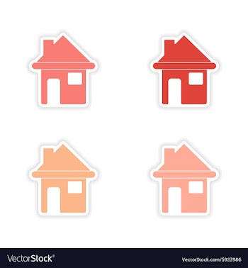 Assembly realistic sticker design on paper houses vector image