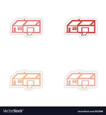 Assembly realistic sticker design on paper houses vector image