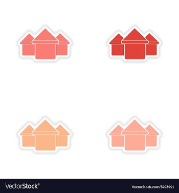 Assembly realistic sticker design on paper houses vector image