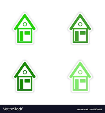 Assembly realistic sticker design on paper houses vector image