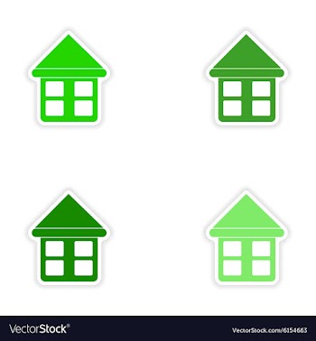 Assembly realistic sticker design on paper houses vector image