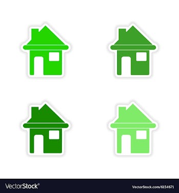 Assembly realistic sticker design on paper houses vector image