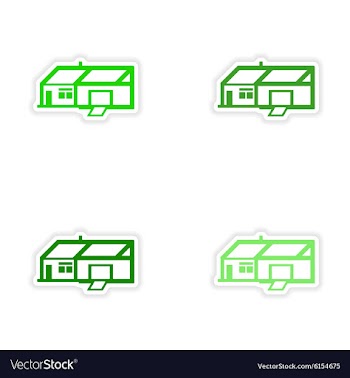 Assembly realistic sticker design on paper houses vector image