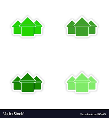 Assembly realistic sticker design on paper houses vector image