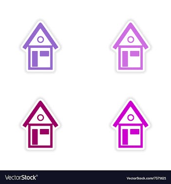 Assembly realistic sticker design on paper houses vector image