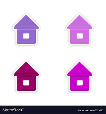 Assembly realistic sticker design on paper houses vector image