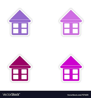 Assembly realistic sticker design on paper houses vector image