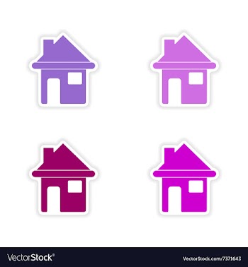 Assembly realistic sticker design on paper houses vector image