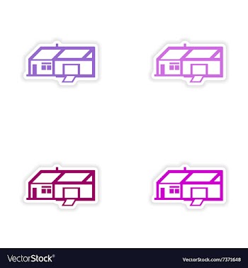 Assembly realistic sticker design on paper houses vector image