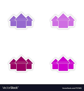 Assembly realistic sticker design on paper houses vector image